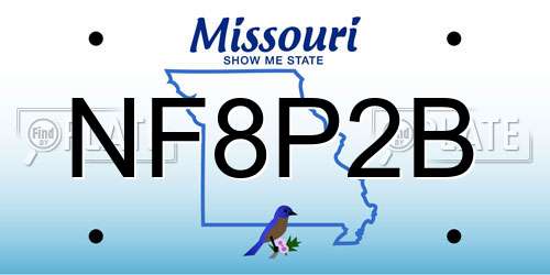 NF8P2B Missouri License Plate