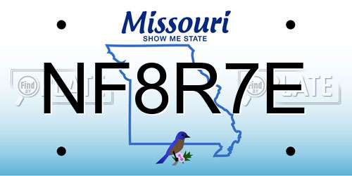 NF8R7E Missouri License Plate