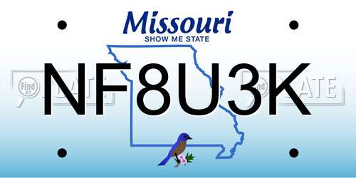 NF8U3K Missouri License Plate