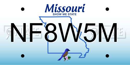 NF8W5M Missouri License Plate
