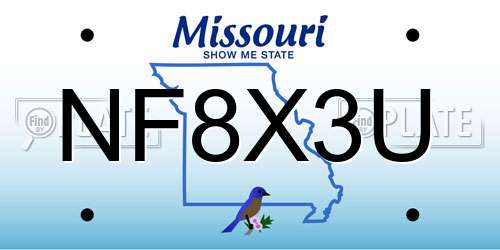 NF8X3U Missouri License Plate