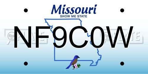 NF9C0W Missouri License Plate