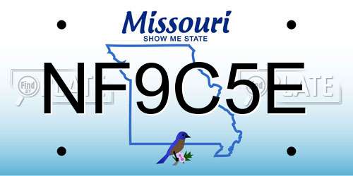 NF9C5E Missouri License Plate