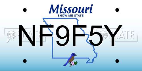NF9F5Y Missouri License Plate