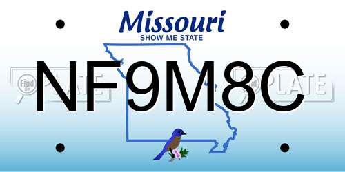 NF9M8C Missouri License Plate