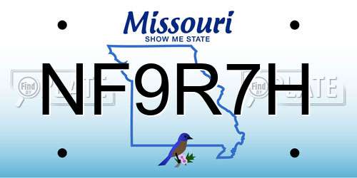 NF9R7H Missouri License Plate