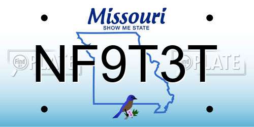 NF9T3T Missouri License Plate
