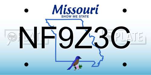NF9Z3C Missouri License Plate