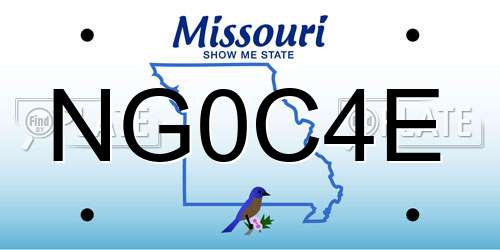 NG0C4E Missouri License Plate