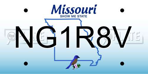 NG1R8V Missouri License Plate