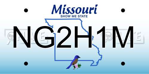 NG2H1M Missouri License Plate