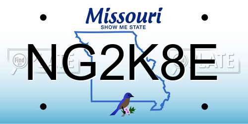 NG2K8E Missouri License Plate