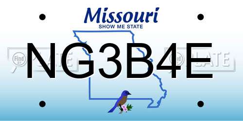 NG3B4E Missouri License Plate