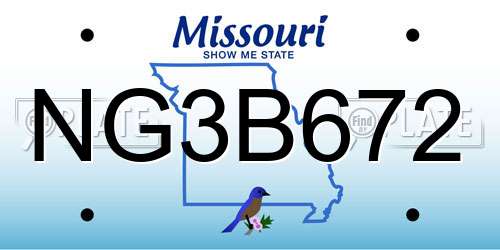 NG3B672 Missouri License Plate