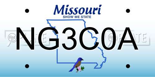 NG3C0A Missouri License Plate