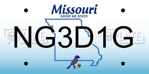 NG3D1G Missouri License Plate