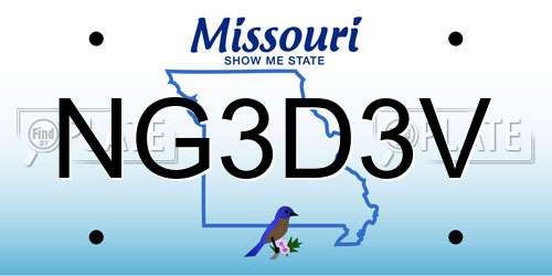NG3D3V Missouri License Plate