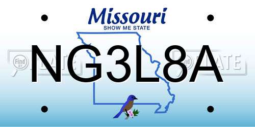 NG3L8A Missouri License Plate