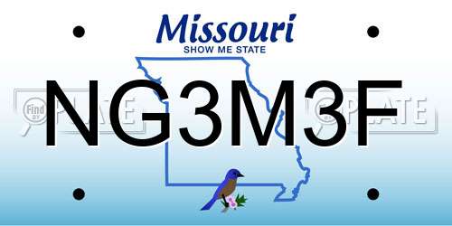 NG3M3F Missouri License Plate