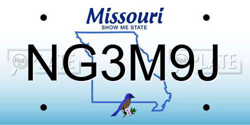NG3M9J Missouri License Plate