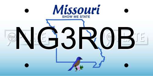 NG3R0B Missouri License Plate