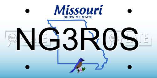 NG3R0S Missouri License Plate