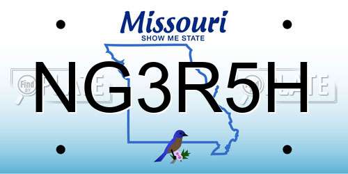 NG3R5H Missouri License Plate