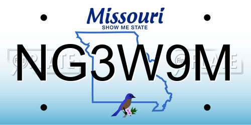 NG3W9M Missouri License Plate