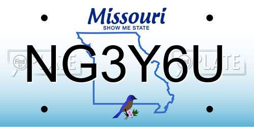 NG3Y6U Missouri License Plate