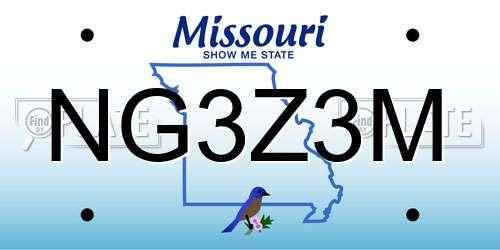 NG3Z3M Missouri License Plate