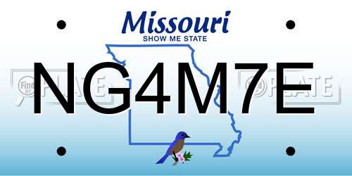 NG4M7E Missouri License Plate