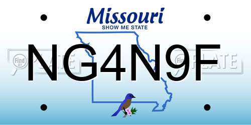 NG4N9F Missouri License Plate