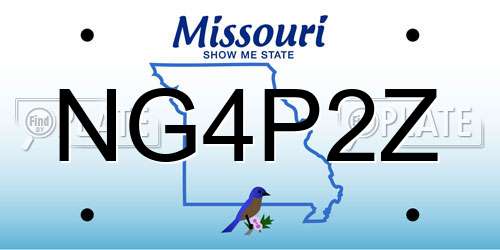 NG4P2Z Missouri License Plate