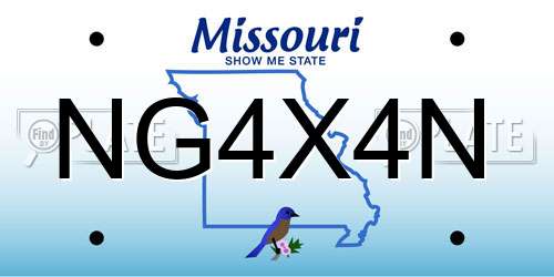 NG4X4N Missouri License Plate