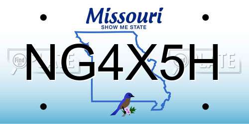 NG4X5H Missouri License Plate