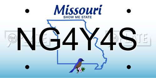 NG4Y4S Missouri License Plate