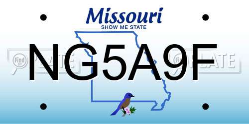 NG5A9F Missouri License Plate