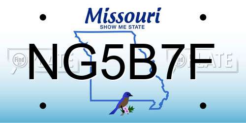 NG5B7F Missouri License Plate