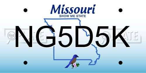 NG5D5K Missouri License Plate