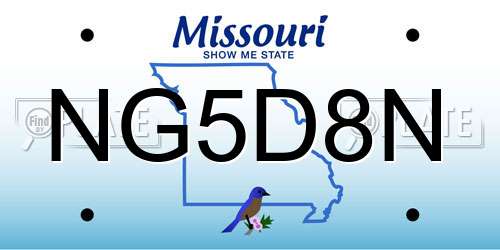 NG5D8N Missouri License Plate