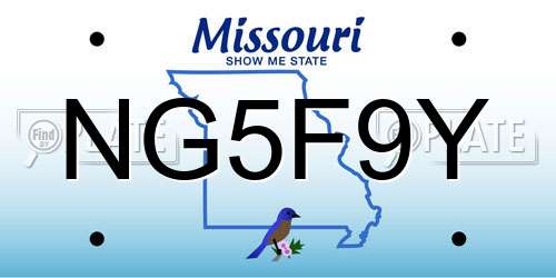 NG5F9Y Missouri License Plate