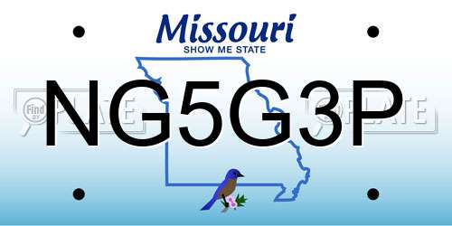 NG5G3P Missouri License Plate