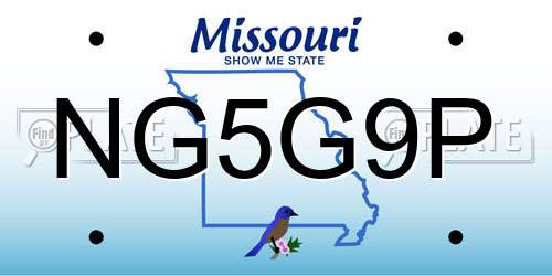 NG5G9P Missouri License Plate