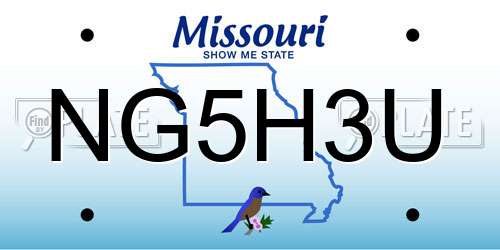 NG5H3U Missouri License Plate