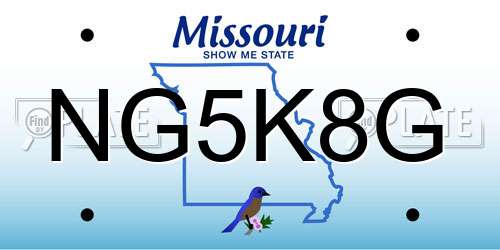 NG5K8G Missouri License Plate