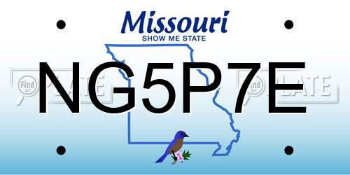 NG5P7E Missouri License Plate