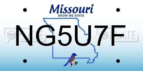 NG5U7F Missouri License Plate