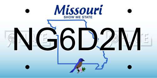 NG6D2M Missouri License Plate
