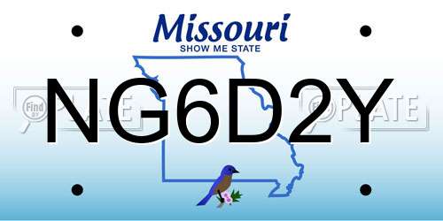 NG6D2Y Missouri License Plate