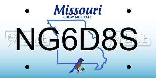 NG6D8S Missouri License Plate